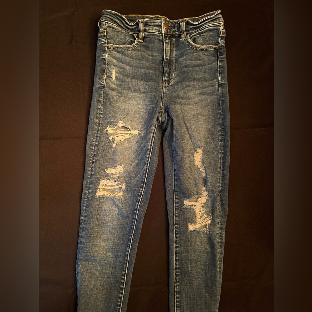American Eagle Outfitters Ripped Blue Skinny Jeans